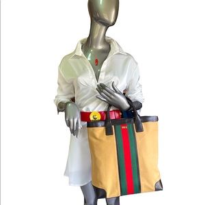 Authentic Gucci Vintage Large Web tote Bag